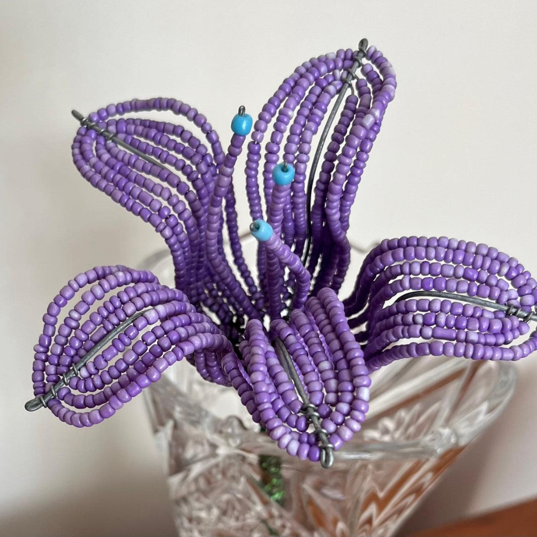 African Beaded Flower - Purple
