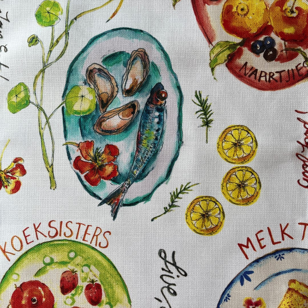 Tea Towel - Terry Angelos - Mediterranean flair (White)