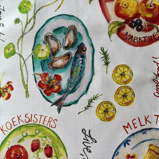 Tea Towel - Terry Angelos - Mediterranean flair (White)
